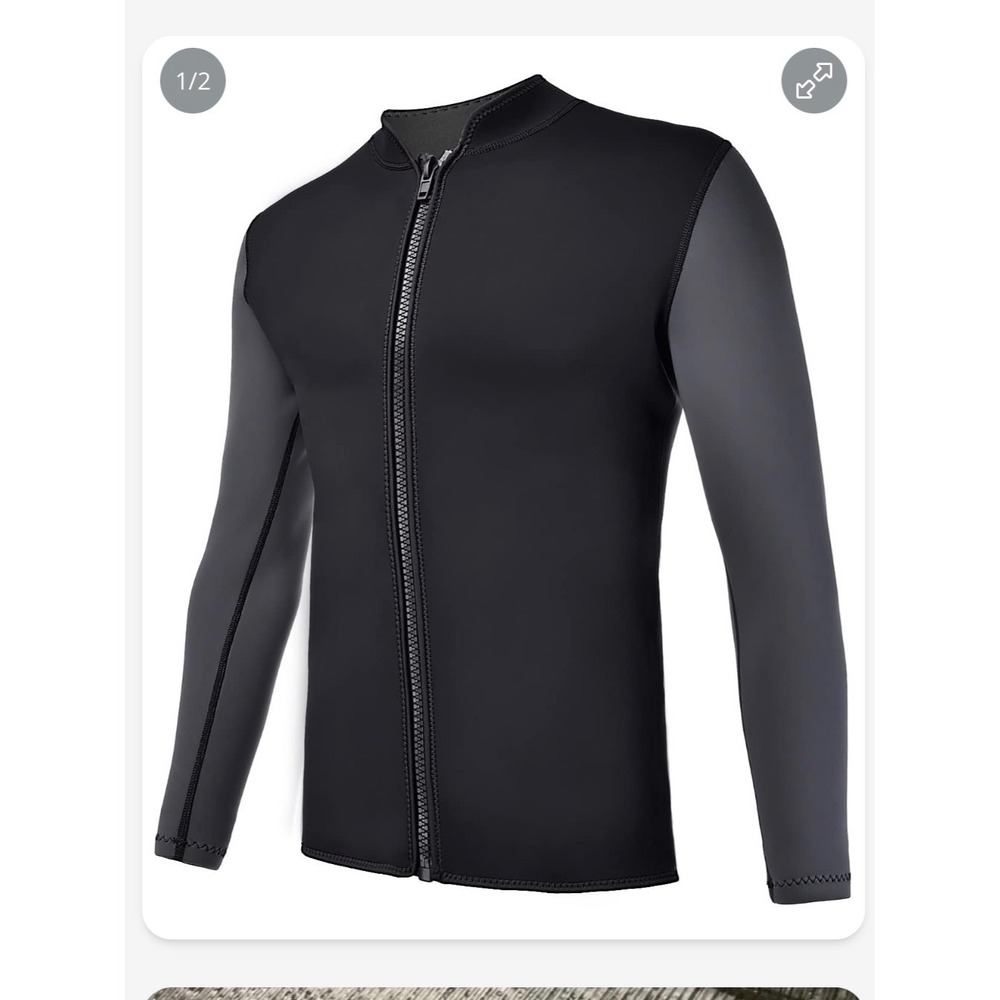 REALON Wetsuit Top Jacket Unisex Medium Black Grey Excellent 2mm Neoprene Zip